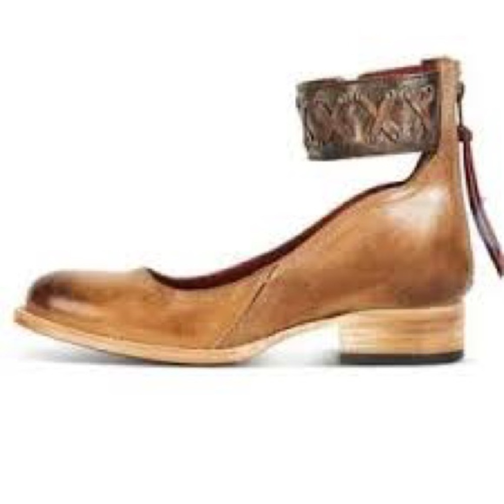 Freebird by Steven Sz 8 Moana Brown Leather Ankle-Strap Flats Burgundy Lined - Picture 3 of 13